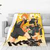 Haikyuu Volleyball Manga Strickdecken Anime Flanell Überwurfdecke Sommer Klimaanlage Tragbar Weich Warm Tagesdecke,