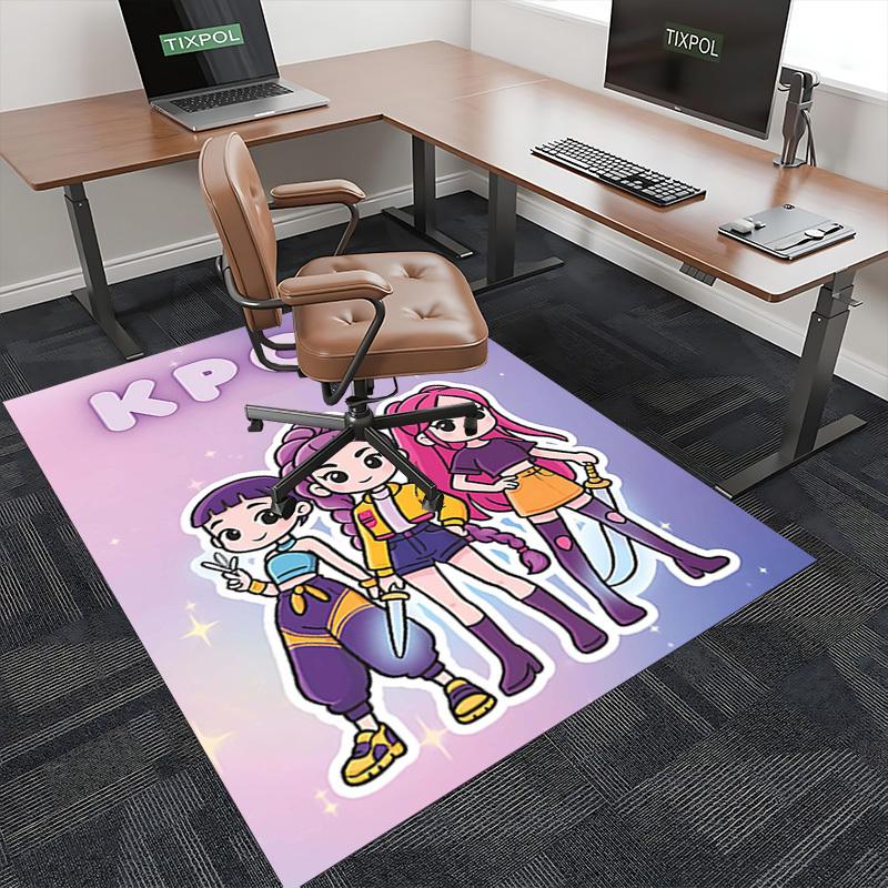1pc KPOP Anime Cartoon Design Chair Mat - Festival Gift for Office, Home Decor, Living Room, Bedroom, Game Room - Non-Slip Carpet Suitable for All Sea