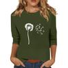 Women's Fashionable Casual Three Quarter Sleeve  Printed Collar Pullover Top