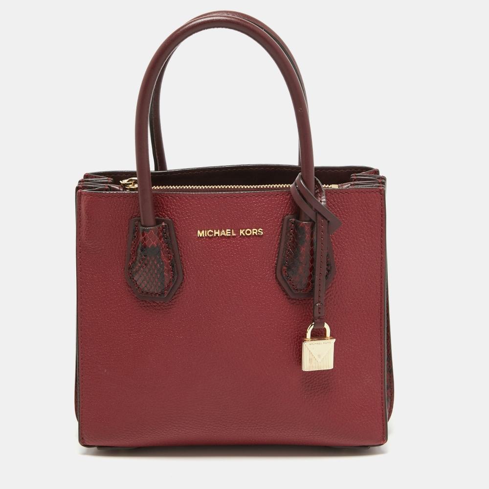 

Michael Kors Красная бордовая кожаная маленькая сумка Mercer красная