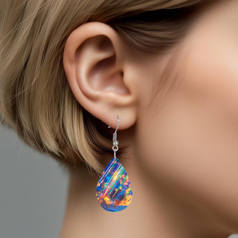 Coloful Sky Aurora PU Leather Earrings Fashion Earrings Holiday Gifts for Friends Party Fashion Accessories Elegant Earrings Party Earrings