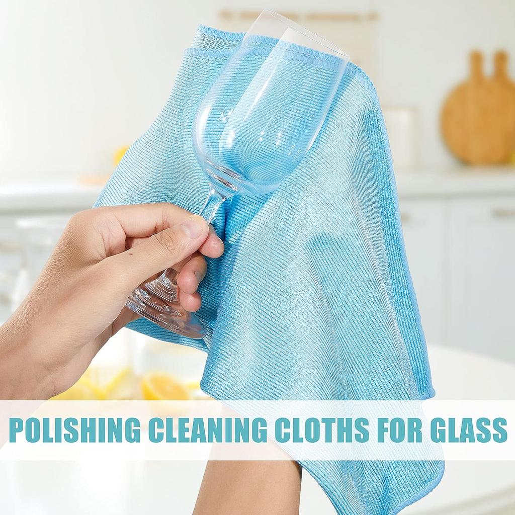 Tatuo 18 Pcs Microfiber Cloth Glass Cleaning Polishing Cloths (16 X 16) Microfiber Cloth for Glasses Reusable Cleaning Towels for Windows Windshields