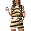 Women's Casual Two Piece Set Short Sleeve Top and Shorts with Pockets Lightweight Comfortable Loungewear Summer Outfit