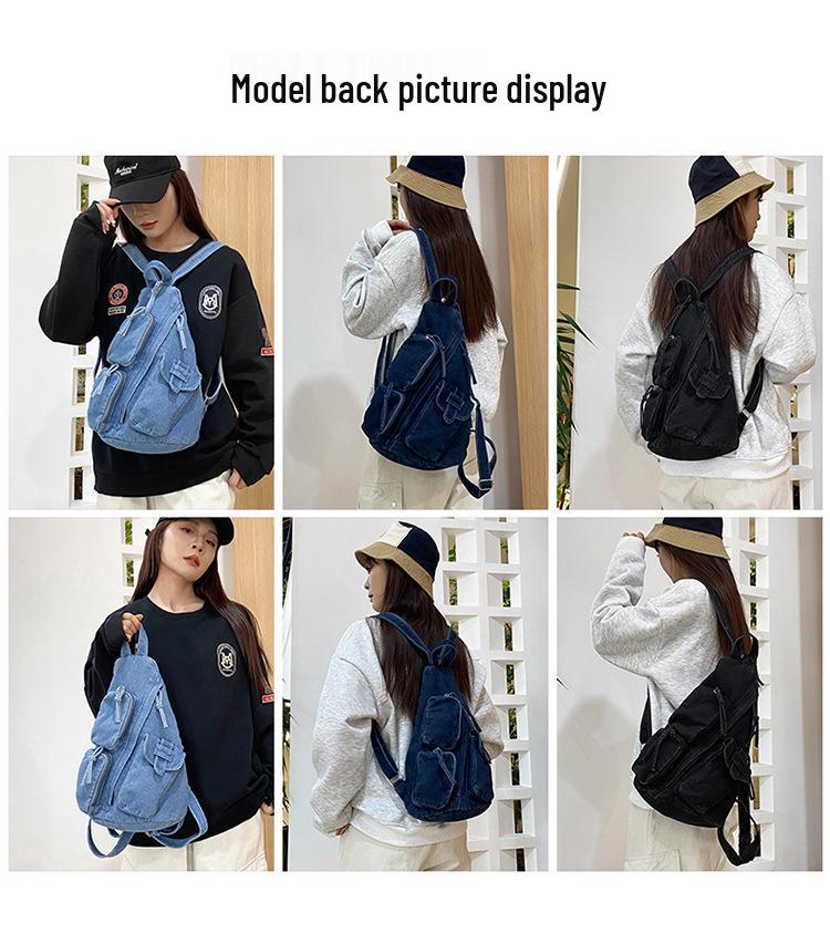 Damski Mini Plecak Crossbody z Denimu i Płótna - Lekki, Casualowy i Idealny na Dojazdy lub Podróże