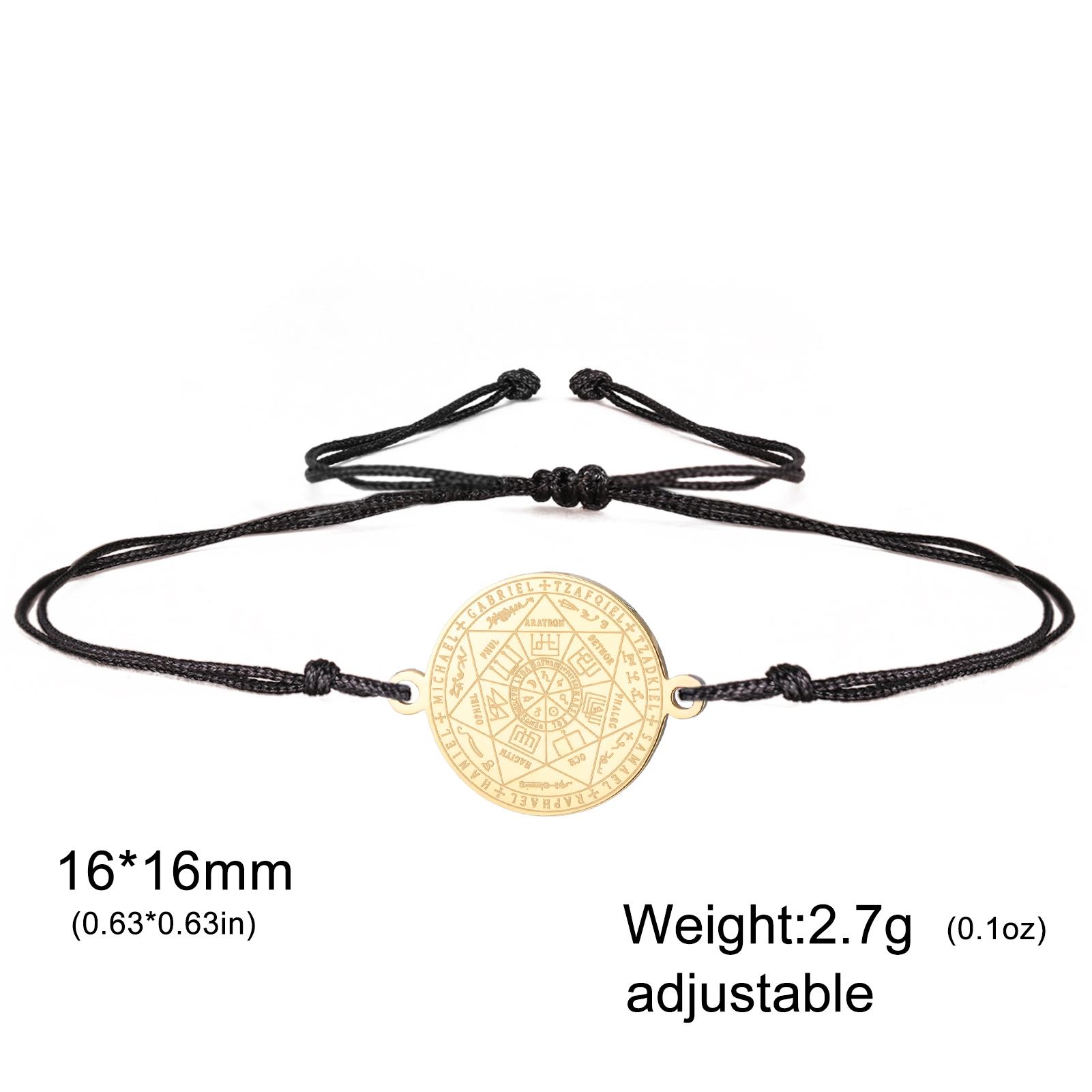 

Teamer Seven Archangels Charm Bracelet Women Men Adjustable Stainless Steel Bracelets Amulet Seal of Solomon Jewelry Gift 17-22cm