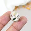 925 Sterling Silver Malachite Oval Shape Green Gemstone Textured Band Ring For Women