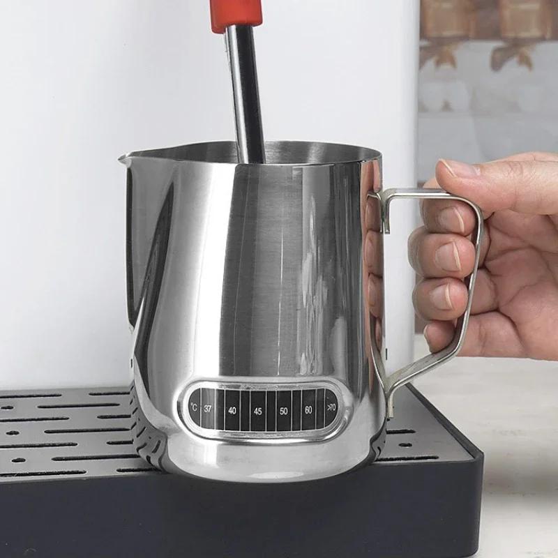 12/20oz Stainless Steel Milk Frothing Pitcher with Temperature Display Espresso Milk Frother Pitcher Jug for Latte Art Barista
