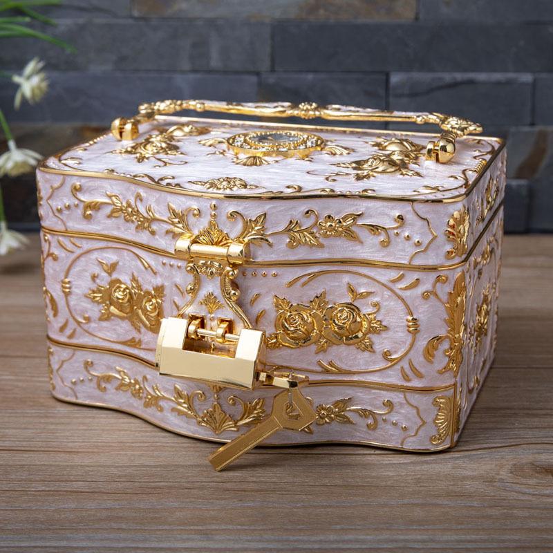 Elegant European-Style Multi-layer Jewelry Box for Weddings & Engagements
