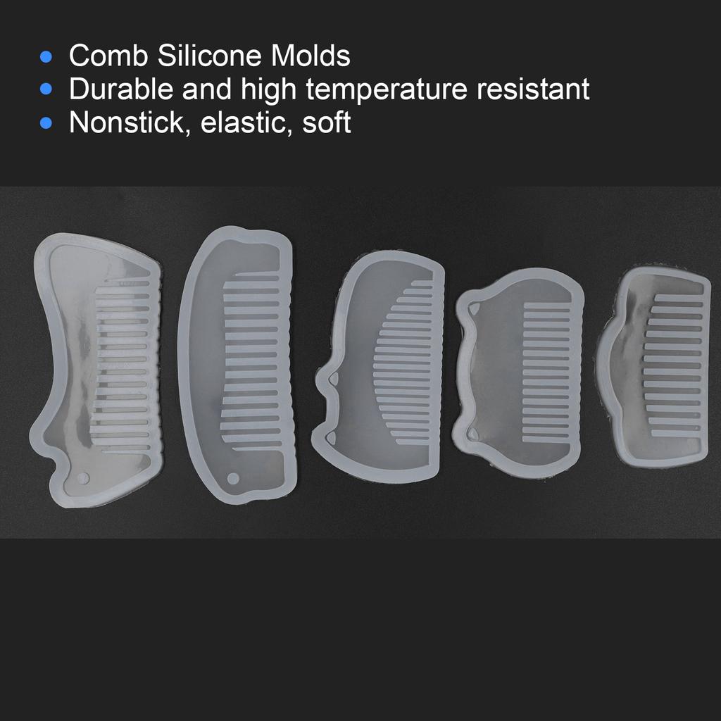 5 Pcs Comb Silicone Molds Elastic Soft Transparent Decoration Silicone Moulds for Making Combs DIY Crafts