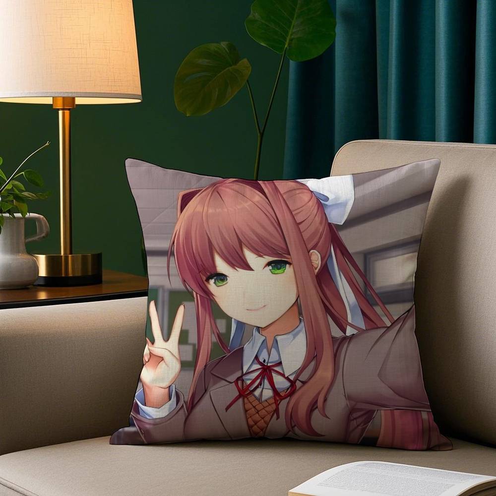 D-Doki Doki L-Literature Club Pillow Case Cozy Plush Pillow Cover Double Side Printed – Home Gift for Bedroom Decor