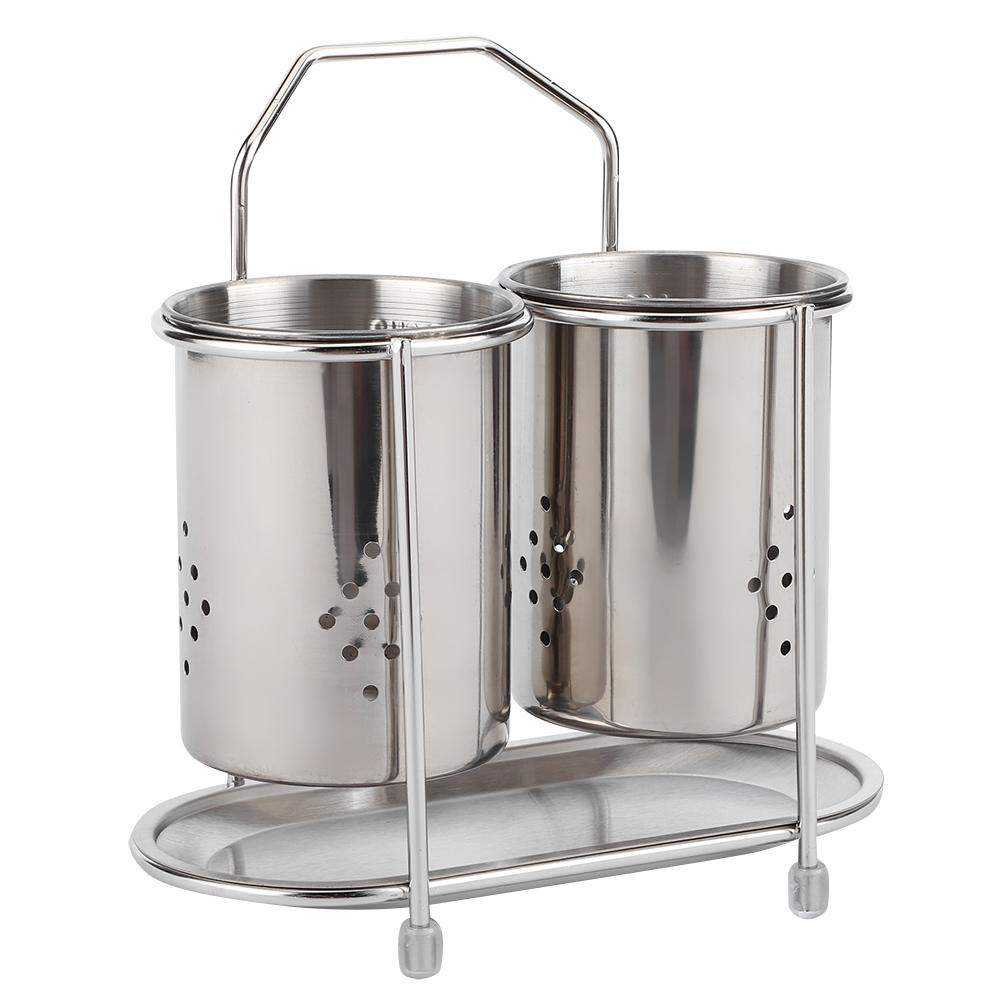 WallMounted 304 Stainless Steel Chopsticks Spoon Storage Drain Rack Basket Kitchen Utensils