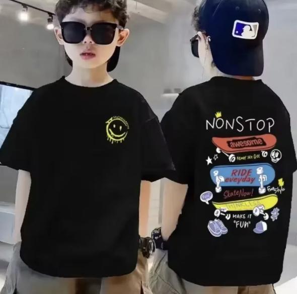 Cotton Kids Fashion T-shirt Summer Streetwear Cool Graffiti Print Boys Girls Short Sleeve Children Tops High Quality 100