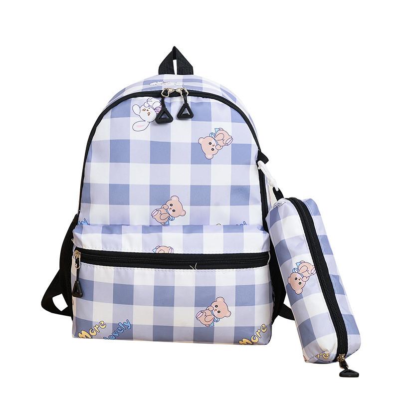 Capacity Childrens Large Checkered Backpack With Bear Print Design For Use Daily