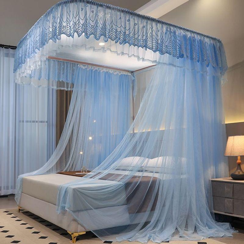 Thickened U-Shaped Mosquito Net Tent: Rail-Type, Three-Door, Princess Style for Home Use (1.8/1.2 Bed)
