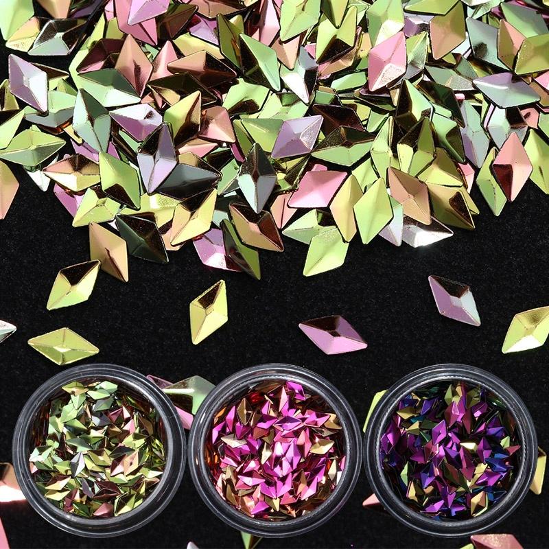 6 Boxes Chameleon AB Color Nail Sequins Set Triangle Rhombus Colorful Flakes Nail Art Decorations