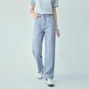 GIORDANO Women's Lightweight Pure Cotton High-Waist Straight Leg Jeans