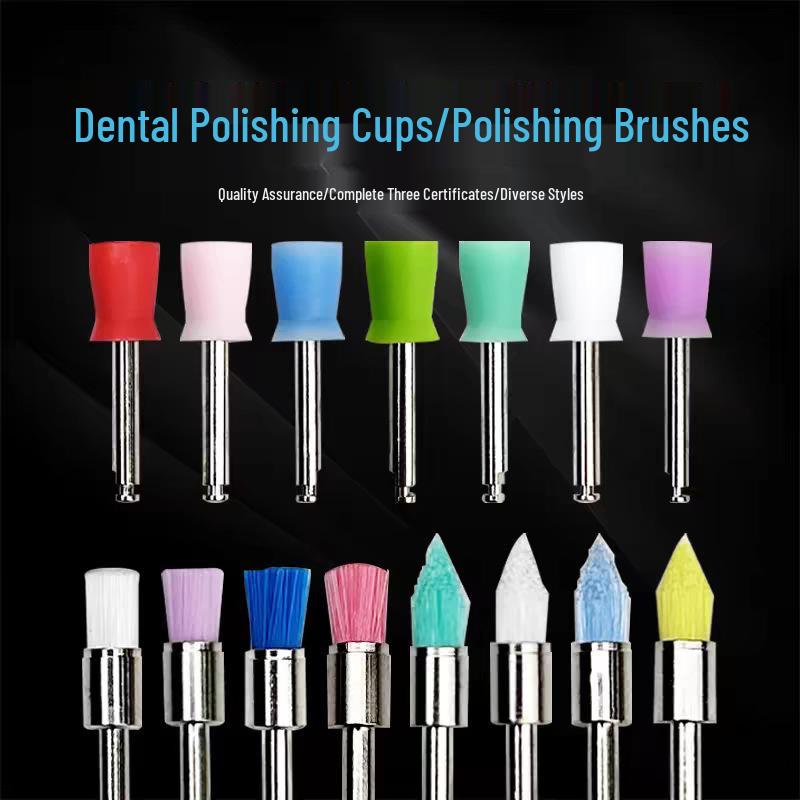 Dental Polishing Brush Set: Flat & Pointed Heads for Cleaning & Whitening, Low-Speed Polisher, 100 Pieces, Free Shipping