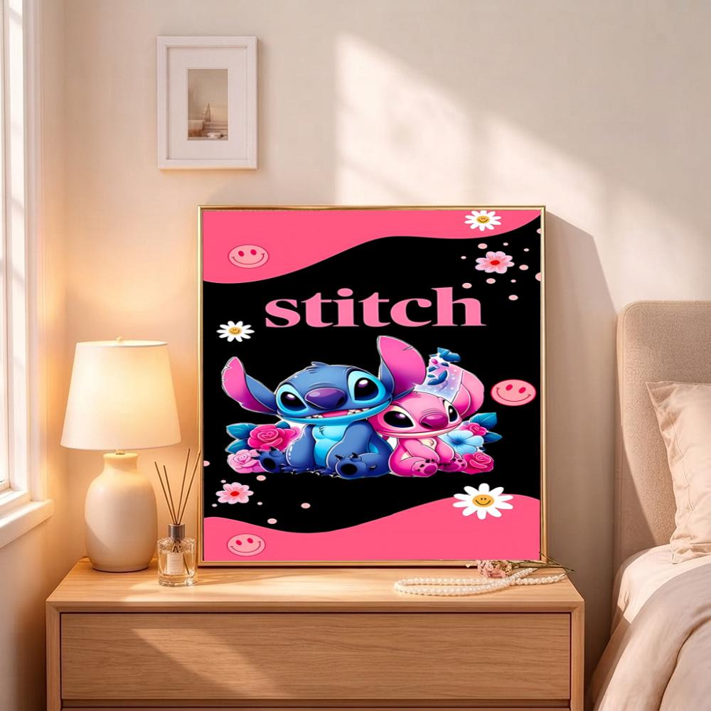 Stitch Angel Love 5D Round Diamond Painting Kit Diamond Embroidery Painting Rhinestones Mosaic Frameless Handwork Decoration Arts
