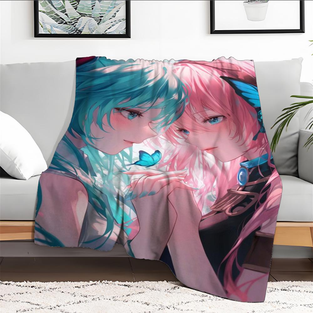 Throw Blanket Aesthetic Portable Home R18+Hatsune Travel Camping Miku Sofa Picnic Thick Warm Flannel Blanket