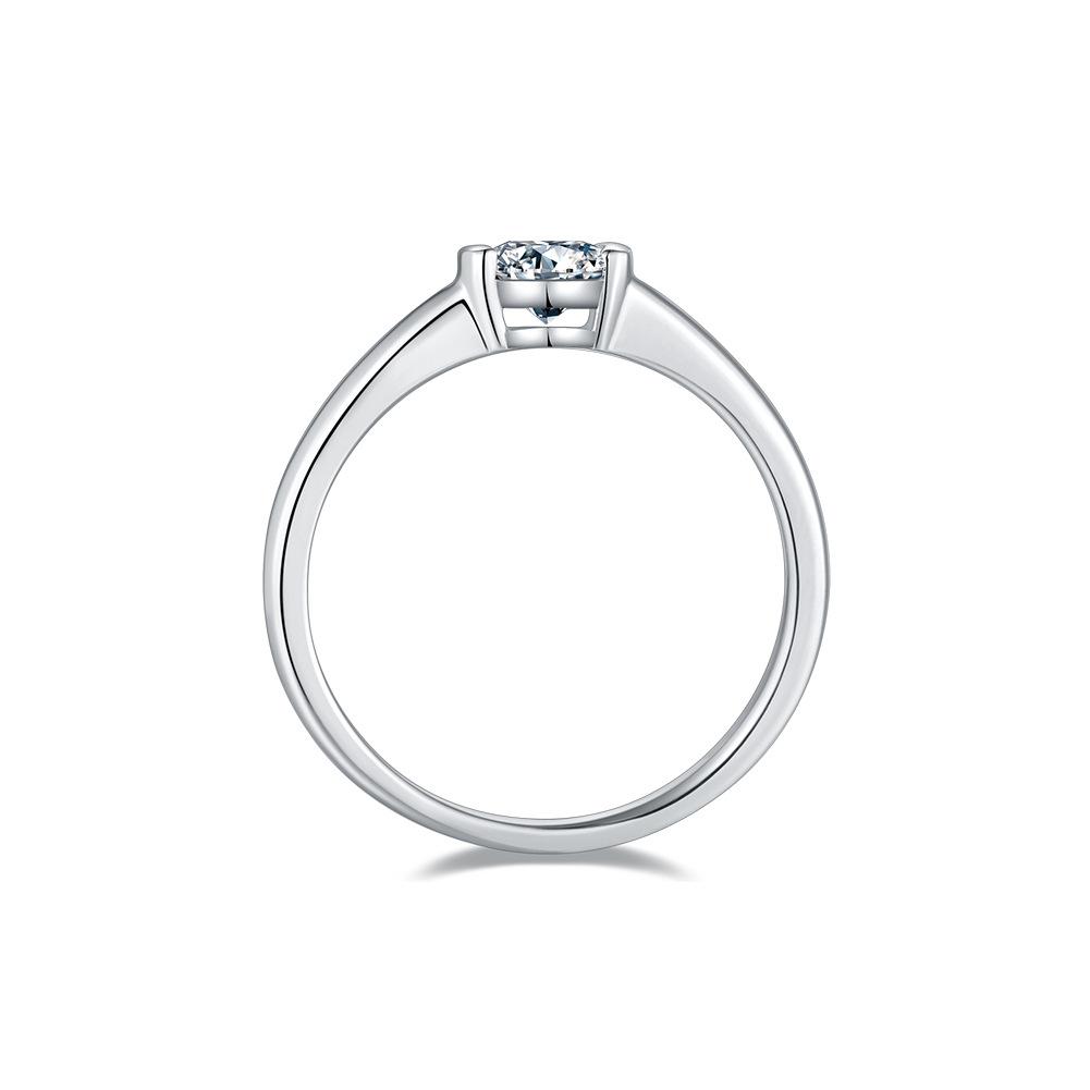 Simple Round 0.5 Carat Moissanite Ring Foreign Trade 925 Sterling Silver Wedding Ring Women'S Ring
