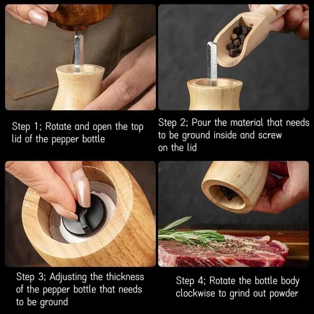 Wood Mushroom Pepper Grinder High Hardness Grinding Core Salt Grinding Bottle  Sea Salt
