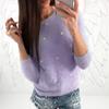 Sweater Jumper Long Sleeve Resistant Autumn Thickened Cold Winter Plush Faux Pearls Decor Sweater Jumper Streetwear