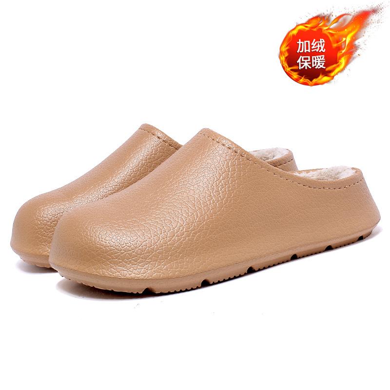 Waterproof and non-slip slippers winter new velvet warm thick bottom home couple baotou cotton mop