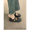 Flat-bottomed Gray Mary Jane Shoes Women's Outerwear One-word Belt Retro Single Shoes