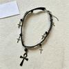 Punk‑Style Cross Leather‑Chain Women Choker, Y2K Subculture‑Inspired Niche Hot‑Girl Personality Neck Accessories