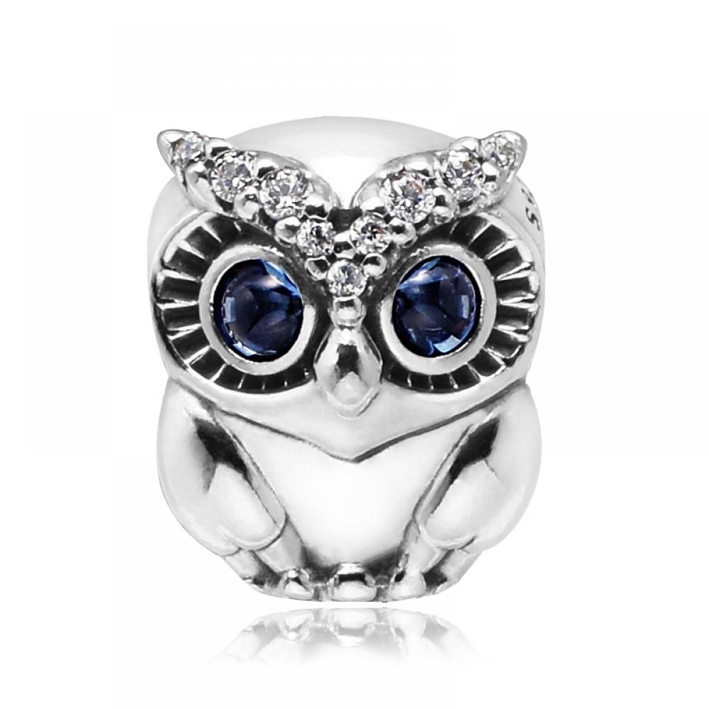 Pandora 798397nbcb Sparkling Owl Owl Silver Charm