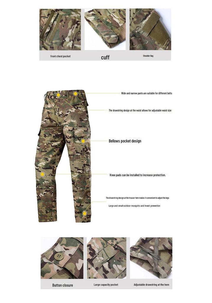 Men's Wear-Resistant Black Camouflage Tactical Suit for Spring/Autumn