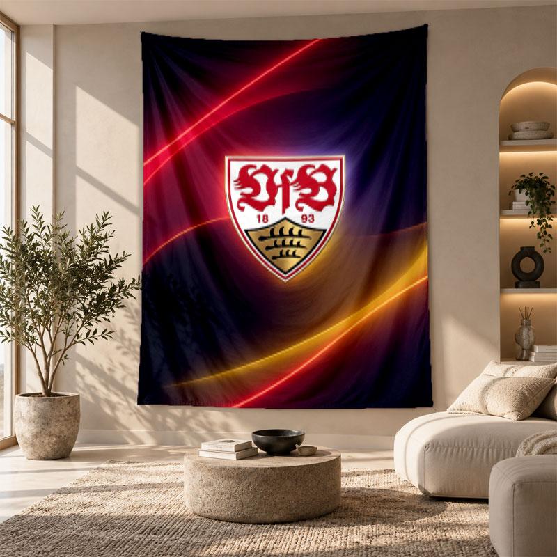 Decorative Tapestry,VfB Stuttgart Football Printed Wall Art, Lightweight Wall Hanging For Bedroom Background