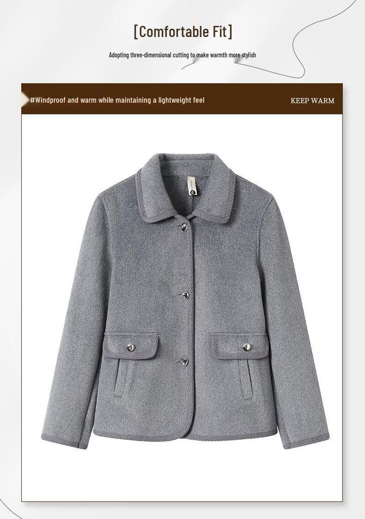 Mom's Elegant Double-Sided Wool Coat 2026: Stylish Short Spring/Autumn Jacket for Middle-Aged and Elderly Women