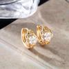 Hot-Selling Four-Leaf Clover Zircon Ear Cuff: Chinese Style Gold Coin 'Get Rich' Earring with Good Fortune Meaning.