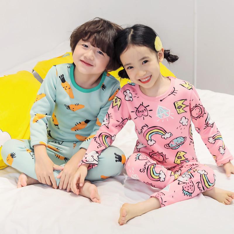 Warmer Winter-Unterwäsche-Set für Kinder mit Fleece-Futter: Herbstliche Thermoschicht & Homewear für Mädchen und Jungen