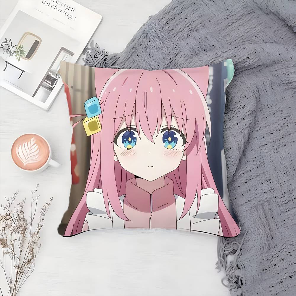 Anime B-Bocchi The Rock-MT Cartoon Pillow Case Printing Pillowcase Living Room Sofa Cushion Cover Bedroom Room Decor