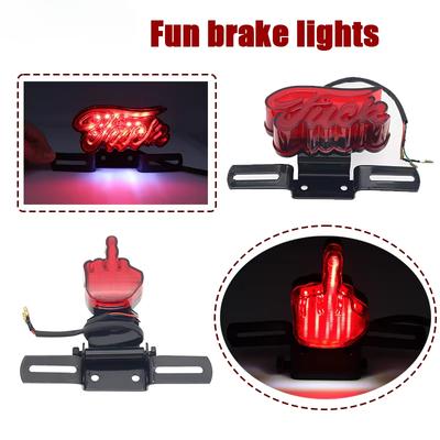 Universal Fun Motorcycle Brake Light Rear License Plate Tail Light Retro Red Tail Light Red LED Brake Sign