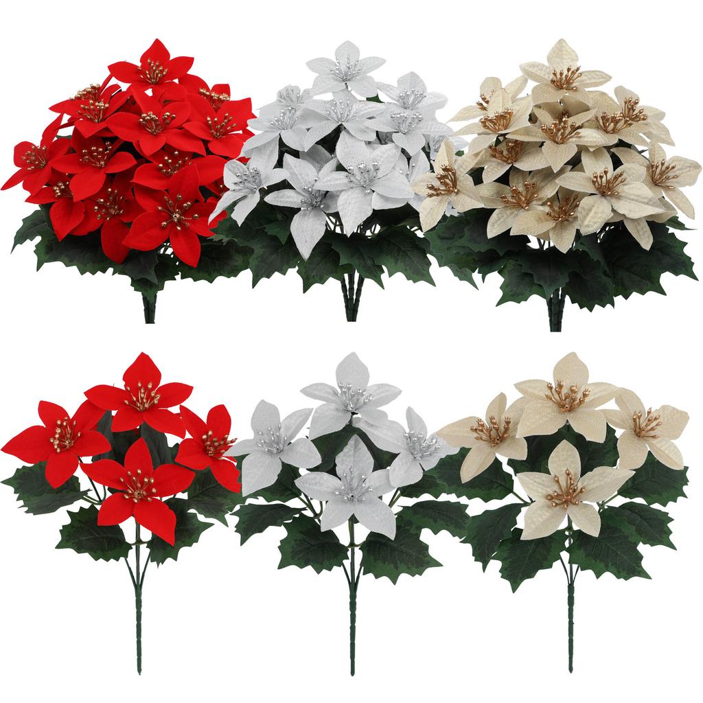 3PCS Christmas Simulation Bouquet 5 Fork Fake Flower Honeysuckle Holiday Decoration Simulation Green Plant Interior Decoration