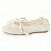 Elegant Embroidery Mesh Ballet Flats Women Fashion Round Toe Narrow Buckle Mary Jane Shoes Light Soft-soled Comfort Women Shoes