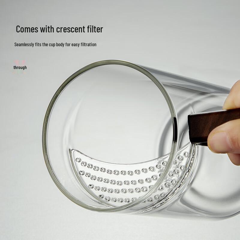 TEAHUE High Borosilicate Glass Tea Cup with Crescent Filter