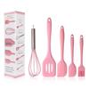 Durable Wooden Handle Silicone Kitchenware 7-Piece Set: Non-Stick Spatula & Spoon