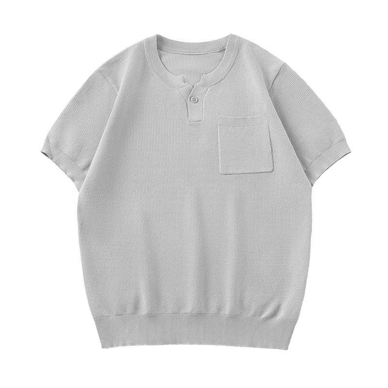 

Mu Qiu Menswear | 2026 Summer V-Neck & Round Neck Relaxed Short Sleeve Knit Men s T-shirt 4XL (100-110 kg)