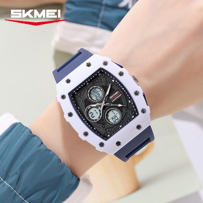 SKMEI 2605 Military Electronic Watch Reloj Dual Display Digital Watch Sport Multi Functional Timing Waterproof Night Light Men's