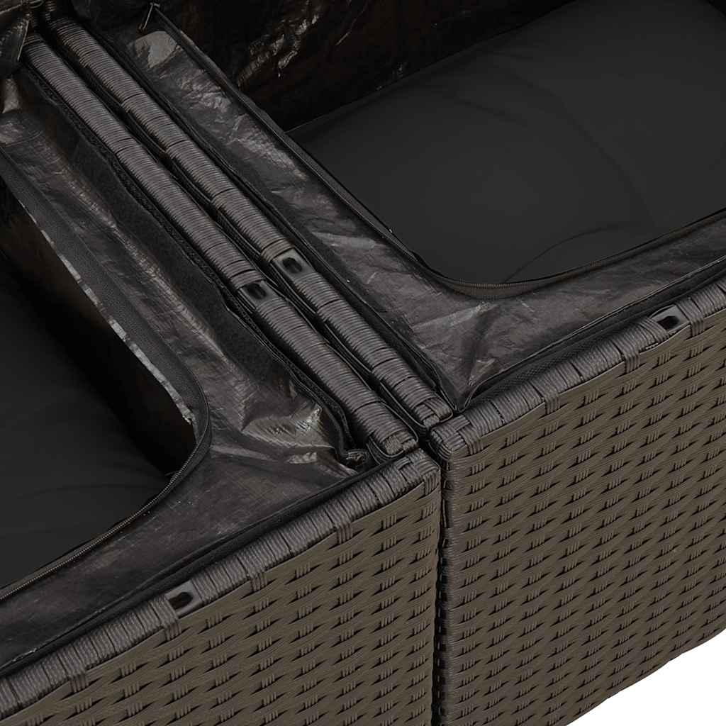Vidaxl 6-Cz. Set di Mobili da Giardino con Cuscini, Polyrattan Nero
