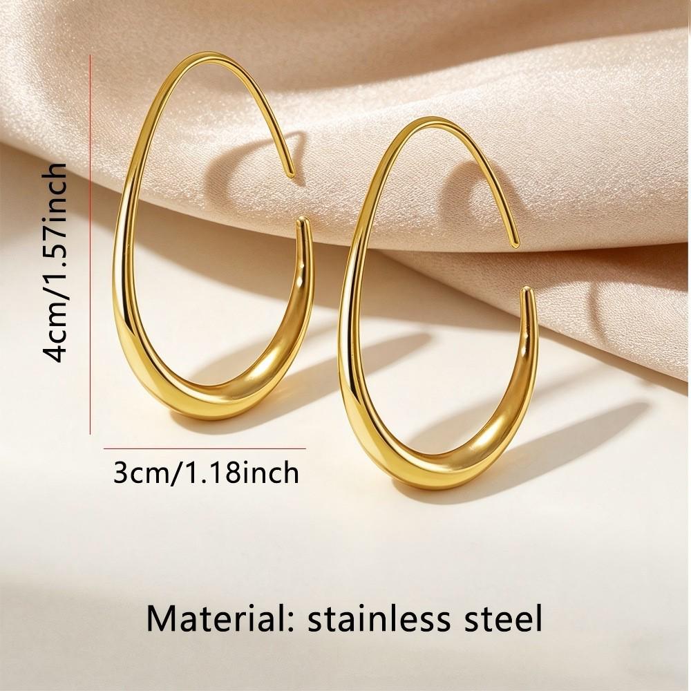 Titanium Steel Simple Line Earrings: Stainless Steel Studs and Hoops with Unique Design for European and American Style.