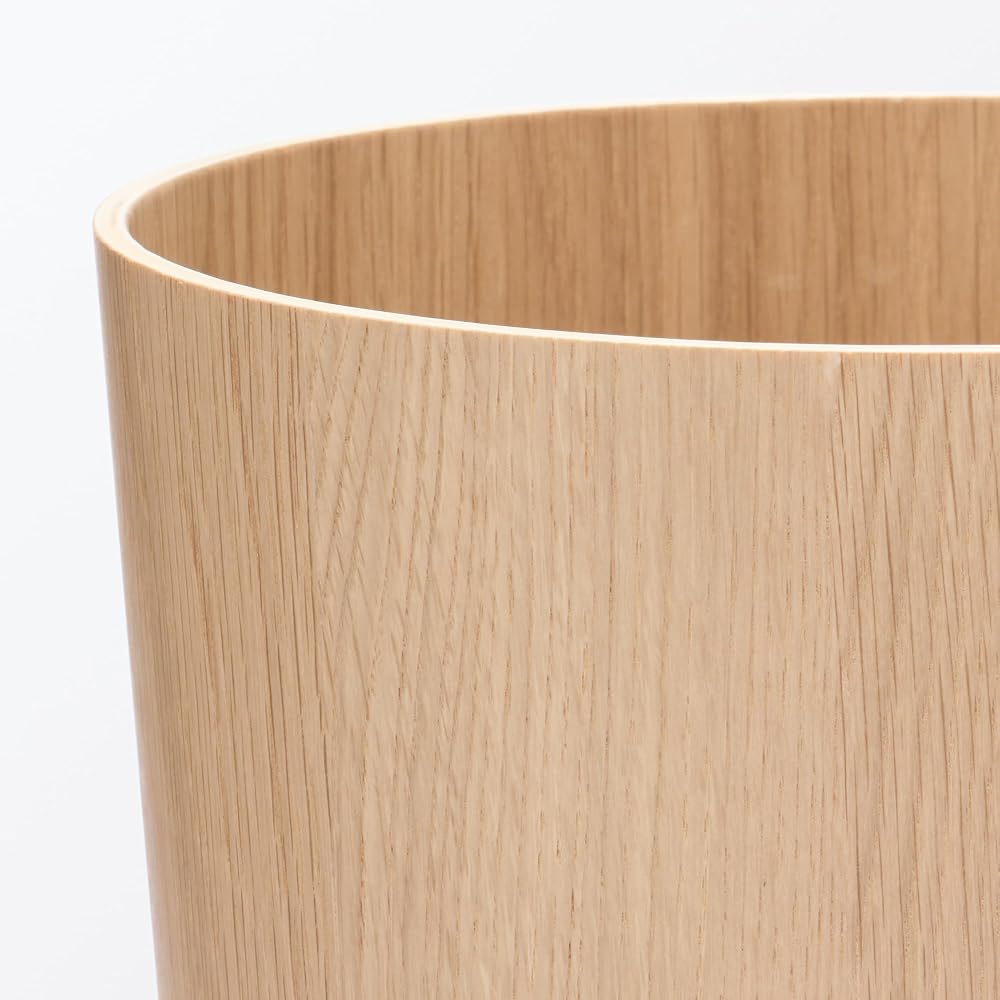 MUJI Wooden Trash Can with Bag Holder Wire, Round, Approx. Diameter 235 x Height 305 cm, 84915062