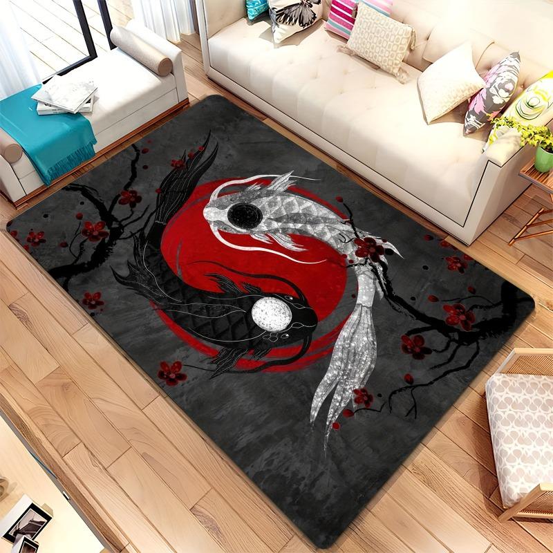 Chinese 3D Tai Chi Bagua Yin Yang Bathroom Mat Anti-slip Long Strip Cushion Bedroon Mat Welcome Doormat for Living Room, Kitchen