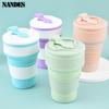 350ML/500ML Food-Grade Silicone Folding Cup Collapsible Mug With Cover Hot Drink Cup For Camping Travel Outdoors Portable