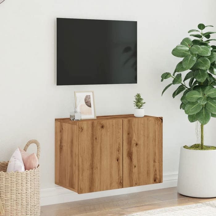 VidaXL Meuble TV mural chêne artisanal 60x30x41 cm, support TV, armoire média, console TV, meuble HiFi, centre de 857664