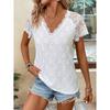 Spring Summer Autumn Solid Color Short Sleeved V-Neck Simple T-Shirt Slim Fit Sexy Temperament Fashionable Top Women'S Clothing